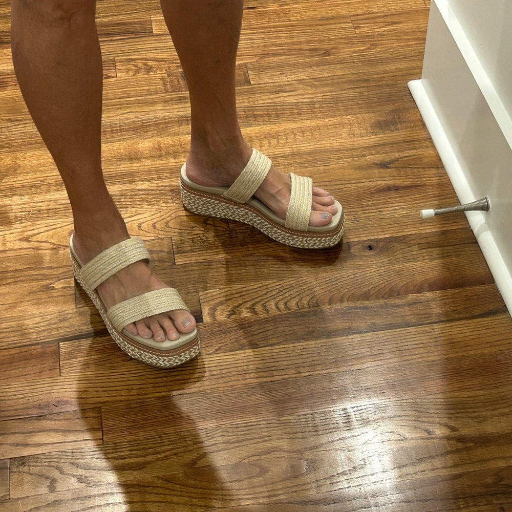 Women’s Beige Braided Platform Slide Sandals - Picture 9 of 11
